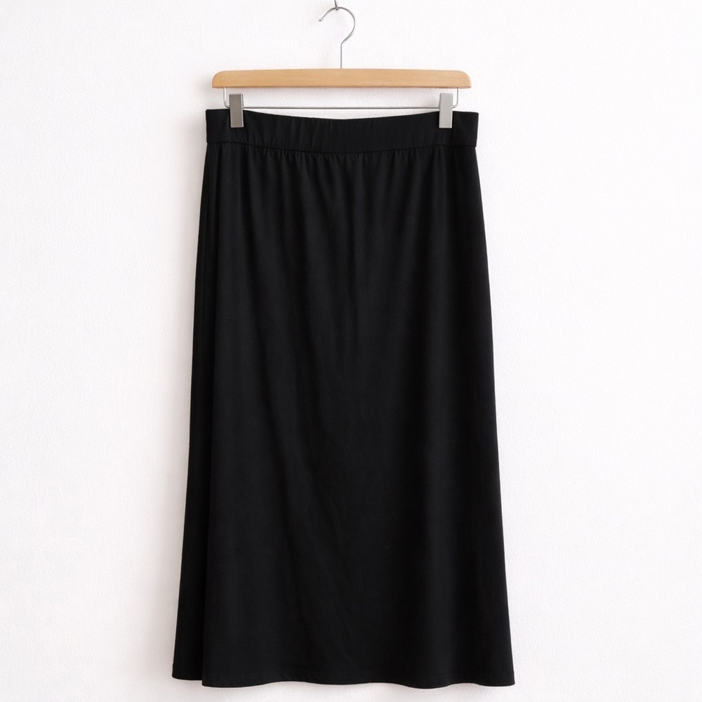 Eileen Fisher Tencel Lyocell Pencil Skirt | Minimalist Stretch Pull-On | Black |